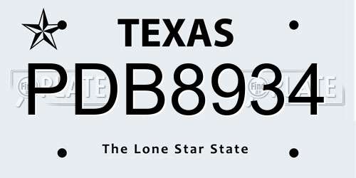 PDB8934 Texas License Plate