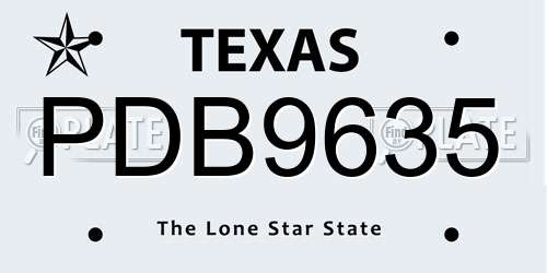 PDB9635 Texas License Plate