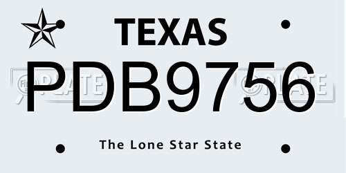 PDB9756 Texas License Plate