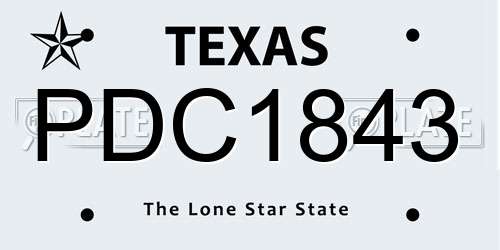PDC1843 Texas License Plate