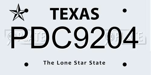 PDC9204 Texas License Plate
