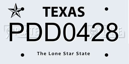 PDD0428 Texas License Plate