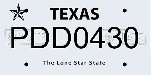 PDD0430 Texas License Plate