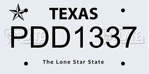 PDD1337 Texas License Plate