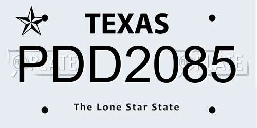 PDD2085 Texas License Plate