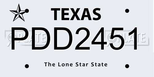 PDD2451 Texas License Plate