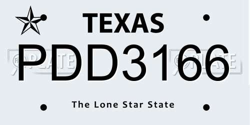 PDD3166 Texas License Plate