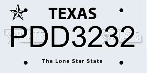PDD3232 Texas License Plate