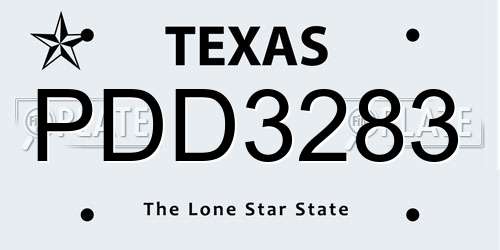 PDD3283 Texas License Plate