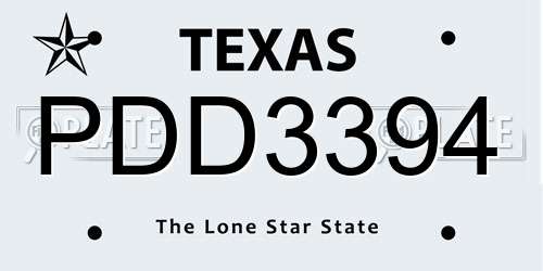 PDD3394 Texas License Plate
