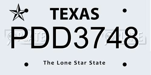 PDD3748 Texas License Plate