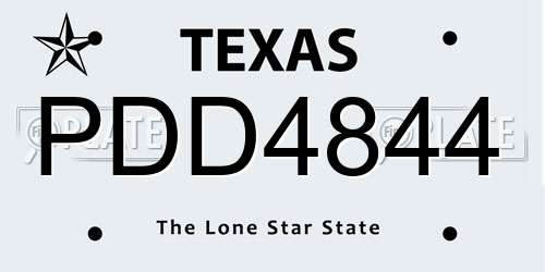 PDD4844 Texas License Plate
