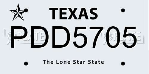 PDD5705 Texas License Plate