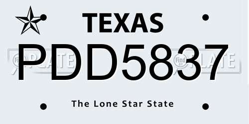 PDD5837 Texas License Plate