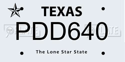 PDD640 Texas License Plate