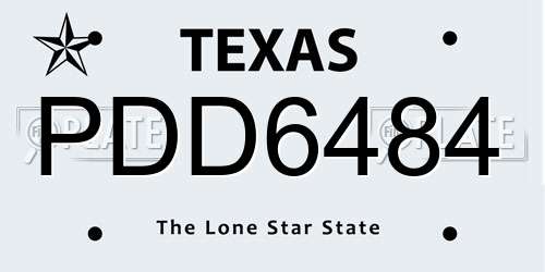 PDD6484 Texas License Plate