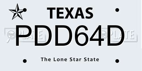 PDD64D Texas License Plate