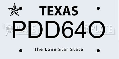 PDD64O Texas License Plate