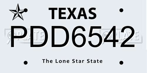 PDD6542 Texas License Plate