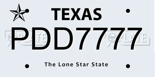 PDD7777 Texas License Plate