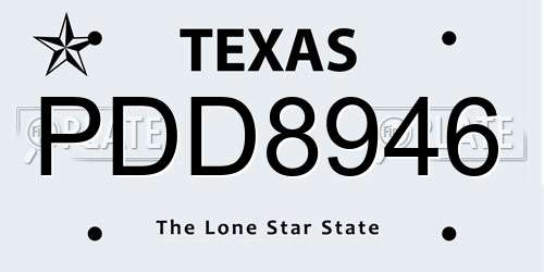 PDD8946 Texas License Plate