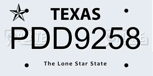 PDD9258 Texas License Plate