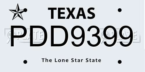 PDD9399 Texas License Plate