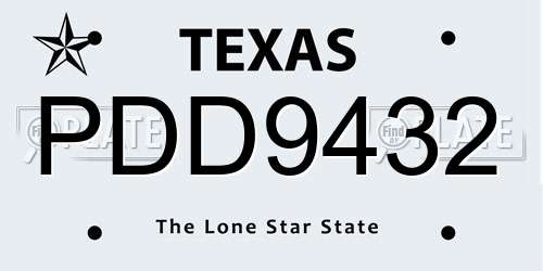 PDD9432 Texas License Plate