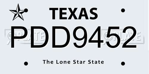 PDD9452 Texas License Plate