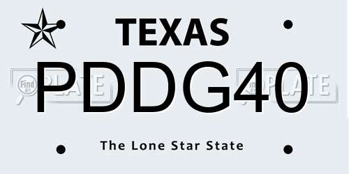 PDDG40 Texas License Plate