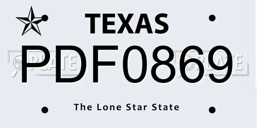 PDF0869 Texas License Plate