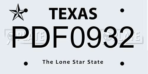 PDF0932 Texas License Plate