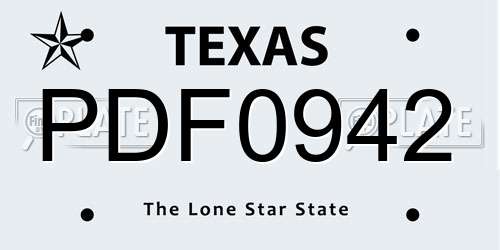 PDF0942 Texas License Plate