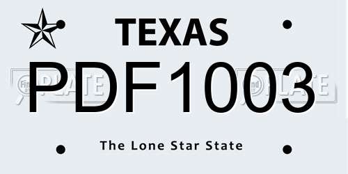 PDF1003 Texas License Plate
