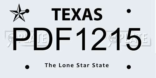 PDF1215 Texas License Plate