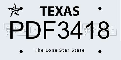 PDF3418 Texas License Plate