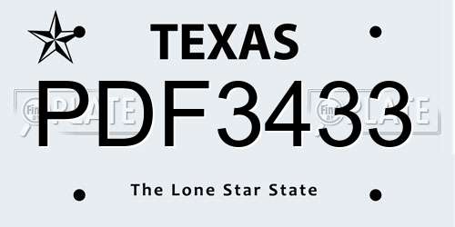 PDF3433 Texas License Plate