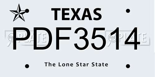 PDF3514 Texas License Plate