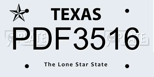 PDF3516 Texas License Plate