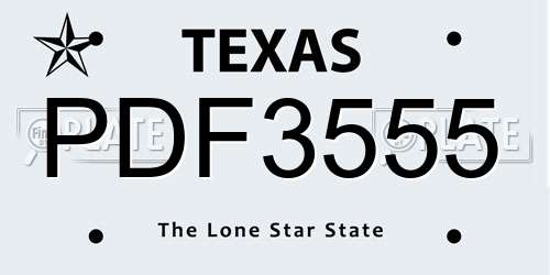 PDF3555 Texas License Plate