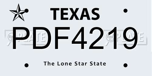 PDF4219 Texas License Plate