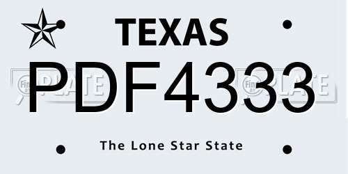 PDF4333 Texas License Plate