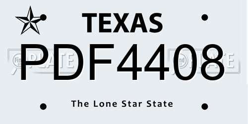 PDF4408 Texas License Plate