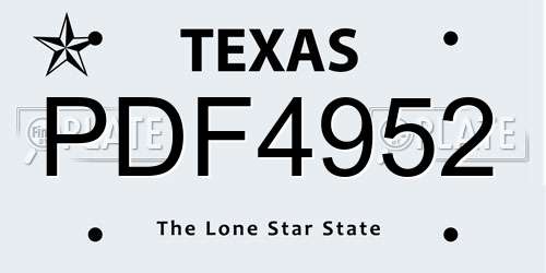 PDF4952 Texas License Plate