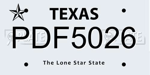 PDF5026 Texas License Plate