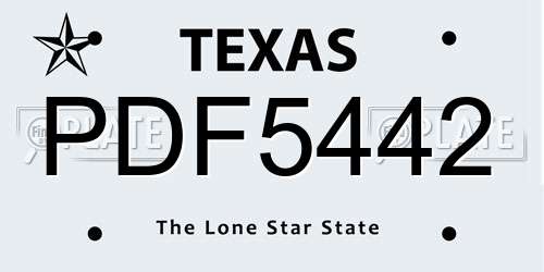 PDF5442 Texas License Plate
