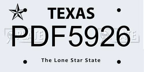PDF5926 Texas License Plate