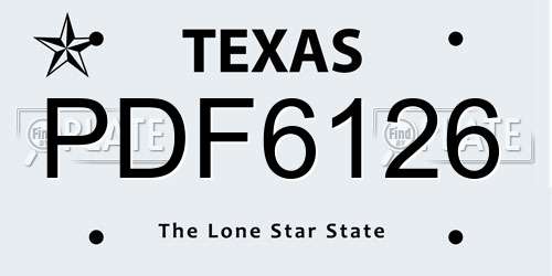 PDF6126 Texas License Plate
