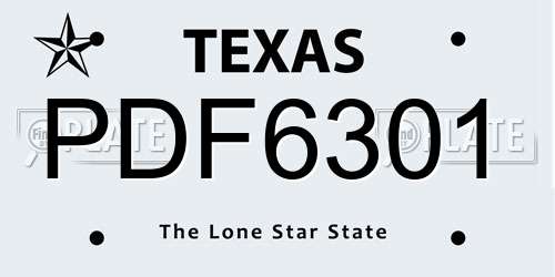 PDF6301 Texas License Plate