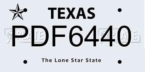 PDF6440 Texas License Plate